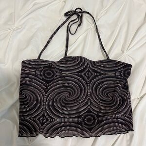 Forever 21 Black and Cream Swirl Crop Top